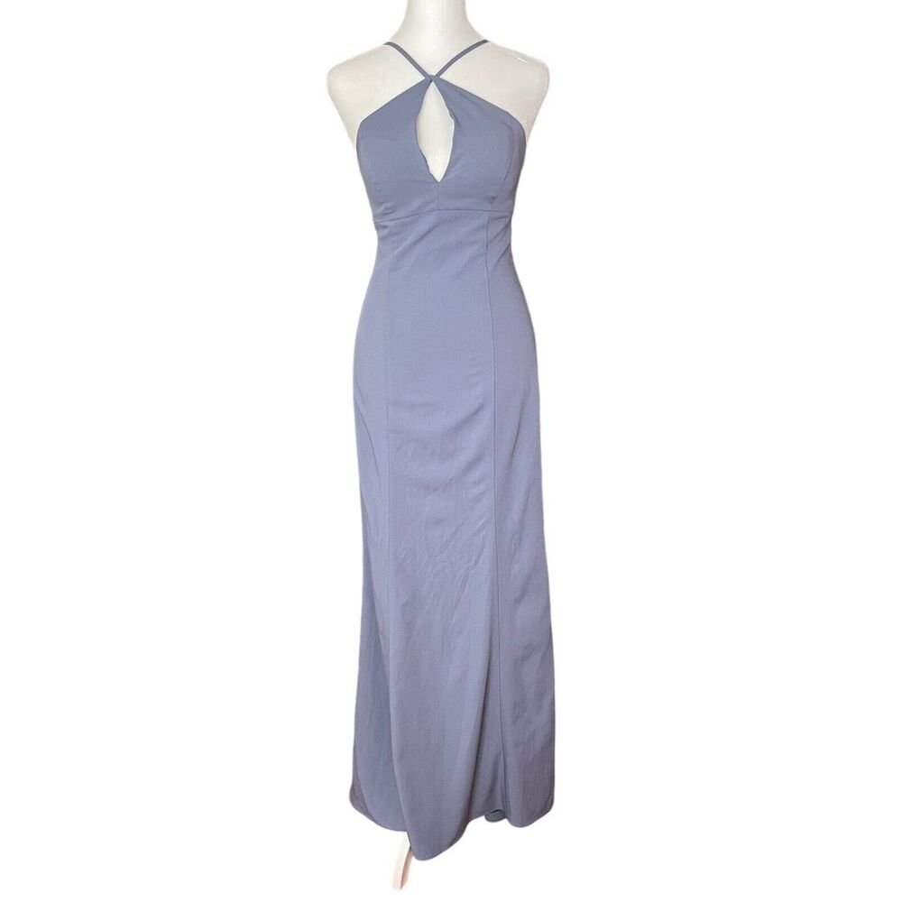 Amsale Lavender Halter Maxi Dress with Keyhole